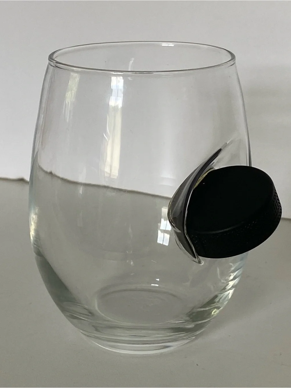 Original BenShot Wine Glass With Hockey Puck MADE IN USA Dad Wedding Gift Sporty